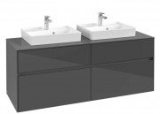 Тумба під раковину Villeroy&Boch Collaro 140х50 см МДФ глянсовий сірий C07600FP