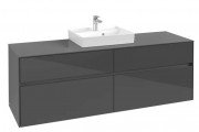 Тумба під раковину Villeroy&Boch Collaro 160х50 см МДФ глянсовий сірий C07700FP