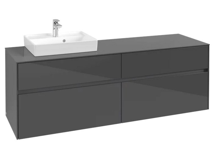 Тумба под раковину Villeroy & Boch Collaro 160х50 см МДФ глянцевый серый C07800FP