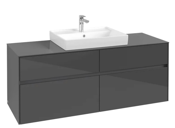 Тумба под раковину Villeroy & Boch Collaro 140х50 см МДФ глянцевый серый C08400FP