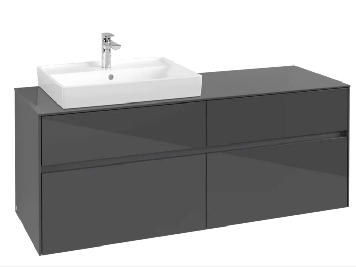 Тумба под раковину Villeroy & Boch Collaro 140х50 см МДФ глянцевый серый C08500FP