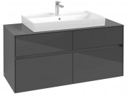 Тумба под раковину Villeroy & Boch Collaro 120х50 см МДФ глянцевый серый C08700FP