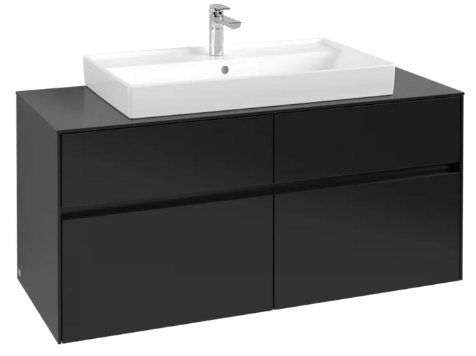 Тумба під раковину Villeroy & Boch Collaro 120х50 см МДФ чорний матовий лак C08700PD