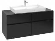 Тумба під раковину Villeroy & Boch Collaro 120х50 см МДФ чорний матовий лак C08700PD