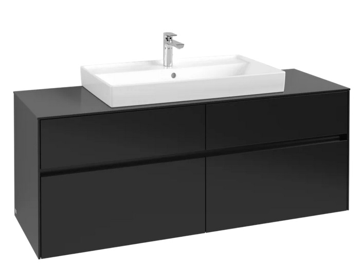Тумба під раковину Villeroy&Boch Collaro 140х50 см МДФ чорний матовий лак C08800PD