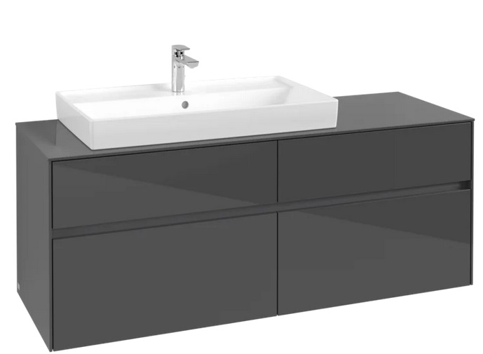 Тумба под раковину Villeroy & Boch Collaro 140х50 см МДФ глянцевый серый C08900FP