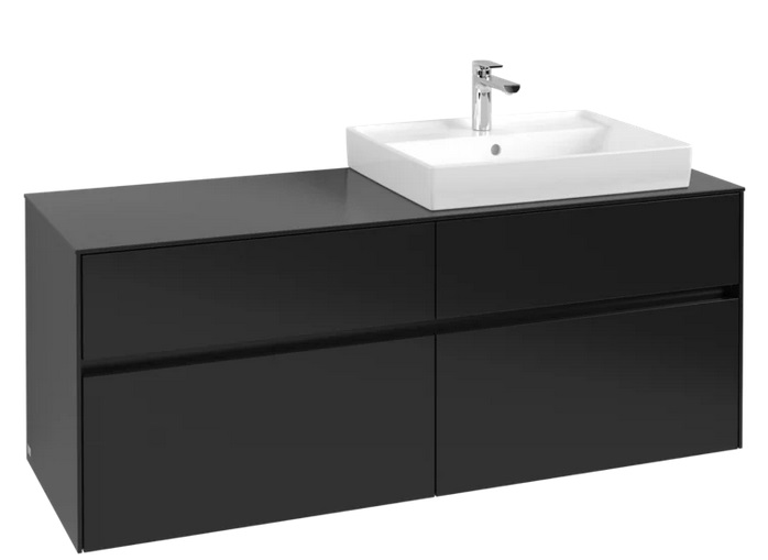 Тумба під раковину Villeroy&Boch Collaro 140х50 см МДФ чорний матовий лак C08600PD