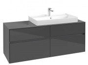 Тумба под раковину Villeroy & Boch Collaro 140х50 см МДФ глянцевый серый C09000FP