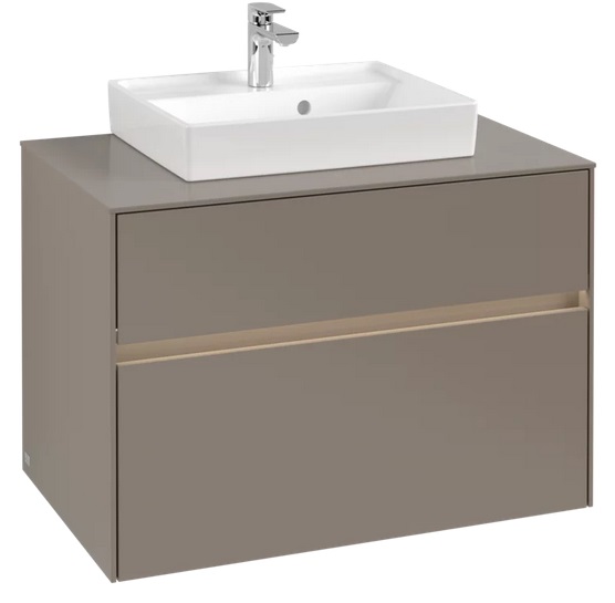 Тумба под раковину Villeroy & Boch Collaro 80х50 см с подсветкой ДСП трюфель серый C069B0VG