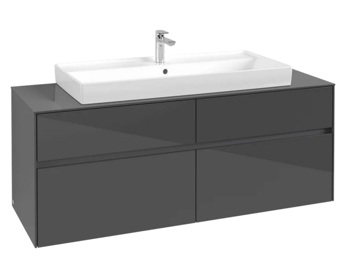 Тумба под раковину Villeroy & Boch Collaro 140х50 см МДФ глянцевый серый C09200FP