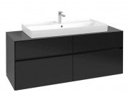 Тумба під раковину Villeroy & Boch Collaro 140х50 см МДФ чорний матовий лак C09200PD