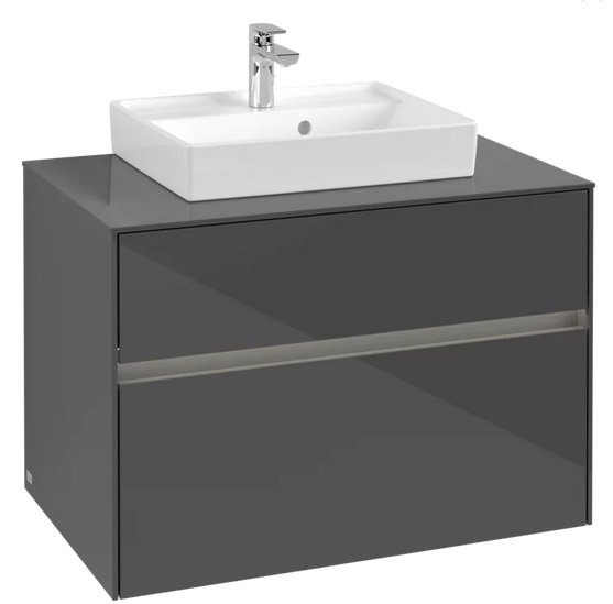 Тумба под раковину Villeroy & Boch Collaro 80х50 см с подсветкой МДФ глянцевый серый C069B0FP