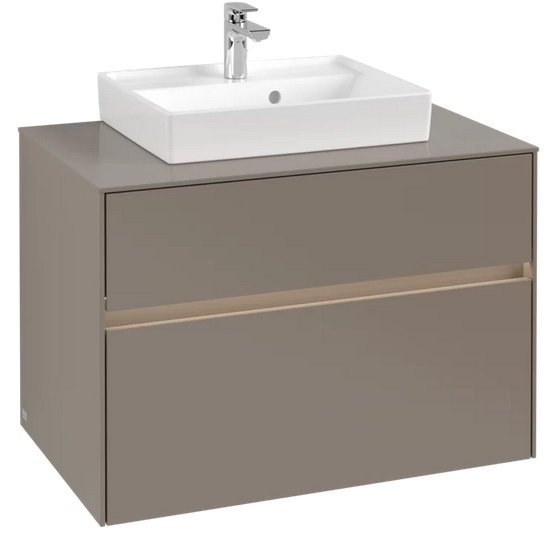 Тумба под раковину Villeroy & Boch Collaro 80х50 см с подсветкой ДСП трюфель серый C069B0VG