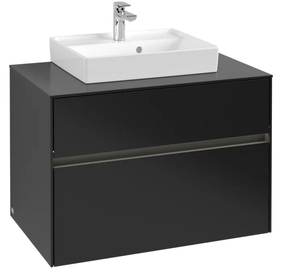 Тумба под раковину Villeroy & Boch Collaro 80х50 см с подсветкой МДФ черный матовый лак C069B0PD