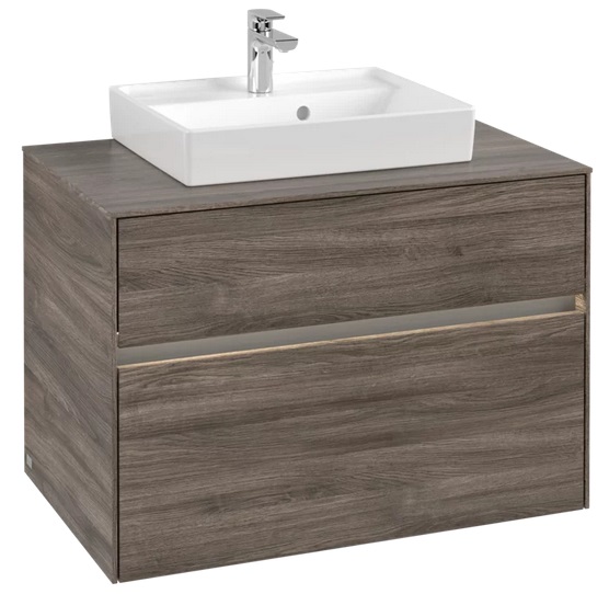 Тумба под раковину Villeroy & Boch Collaro 80х50 см с подсветкой ДСП каменный дуб C069B0RK
