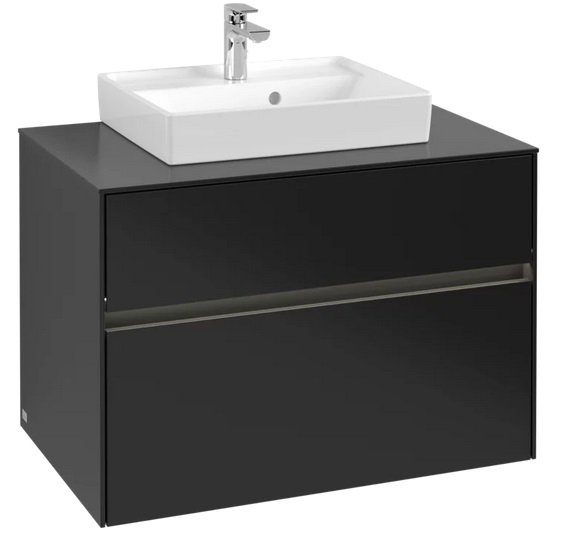 Тумба под раковину Villeroy & Boch Collaro 80х50 см с подсветкой МДФ черный матовый лак C069B0PD