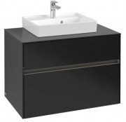 Тумба под раковину Villeroy & Boch Collaro 80х50 см с подсветкой МДФ черный матовый лак C069B0PD