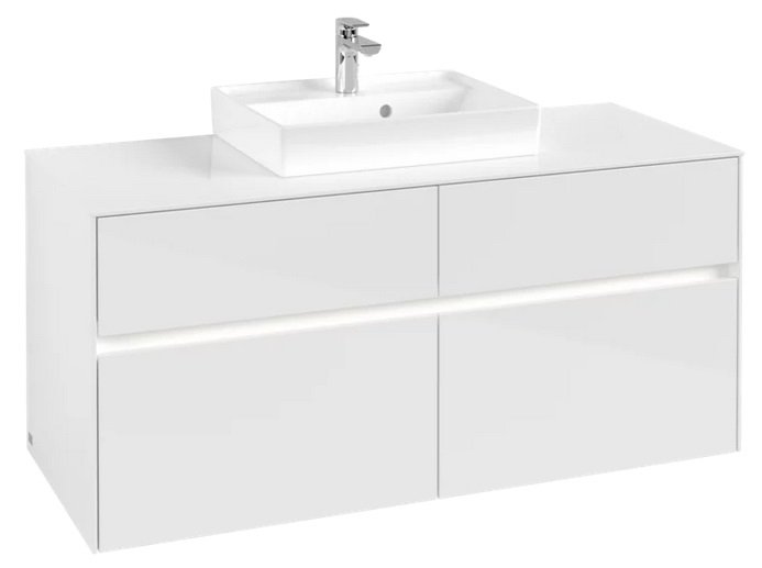 Тумба под раковину Villeroy & Boch Collaro 120х50 см с подсветкой МДФ глянцевый белый C070B0DH