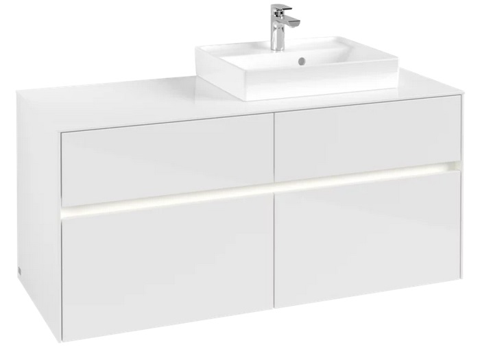 Тумба под раковину Villeroy & Boch Collaro 120х50 см с подсветкой МДФ глянцевый белый C072B0DH