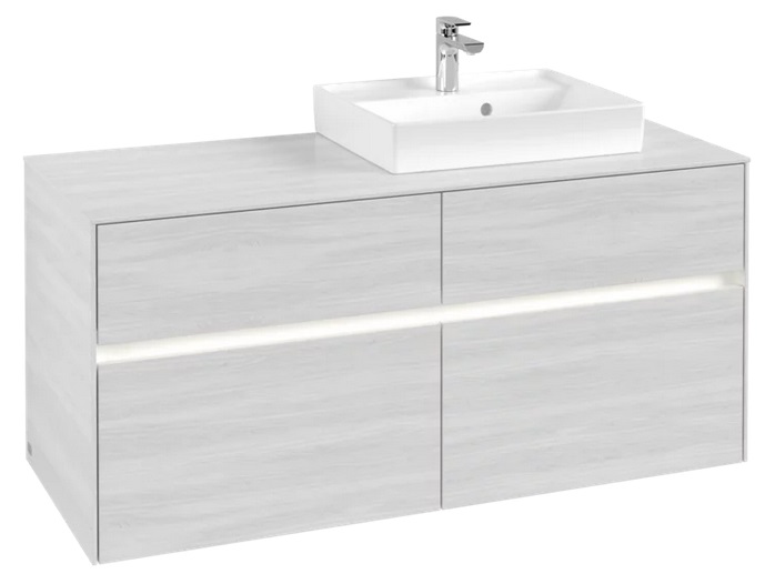Тумба под раковину Villeroy & Boch Collaro 120х50 см с подсветкой ДСП белое дерево C072B0E8