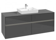 Тумба под раковину Villeroy & Boch Collaro 140х50 см с подсветкой МДФ глянцевый серый C073B0FP