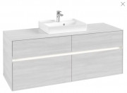 Тумба под раковину Villeroy & Boch Collaro 140х50 см с подсветкой ДСП белое дерево C073B0E8