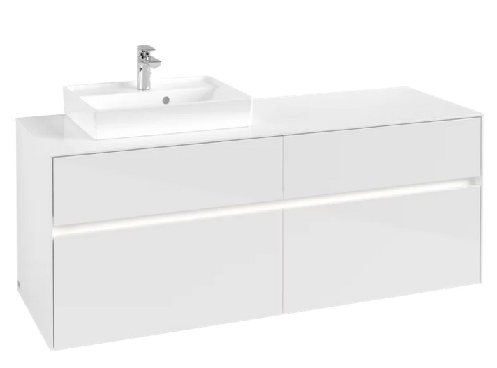Тумба під раковину Villeroy & Boch Collaro 140х50 см із підсвічуванням МДФ глянсовий білий C074B0DH