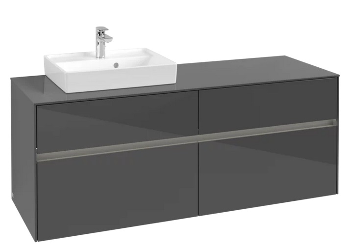 Тумба під раковину Villeroy & Boch Collaro 140х50 см із підсвічуванням МДФ глянсовий сірий C074B0FP