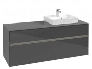 Тумба під раковину Villeroy & Boch Collaro 140х50 см із підсвічуванням МДФ глянсовий сірий C075B0FP