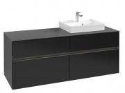 Тумба під раковину Villeroy & Boch Collaro 140х50 см із підсвічуванням МДФ чорний матовий лак C075B0PD