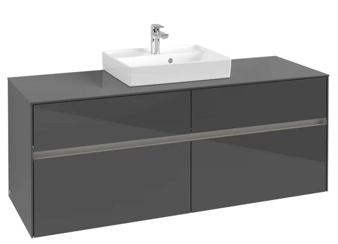 Тумба под раковину Villeroy & Boch Collaro 140х50 см с подсветкой МДФ глянцевый серый C073B0FP