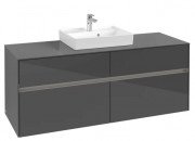 Тумба под раковину Villeroy & Boch Collaro 140х50 см с подсветкой МДФ глянцевый серый C073B0FP