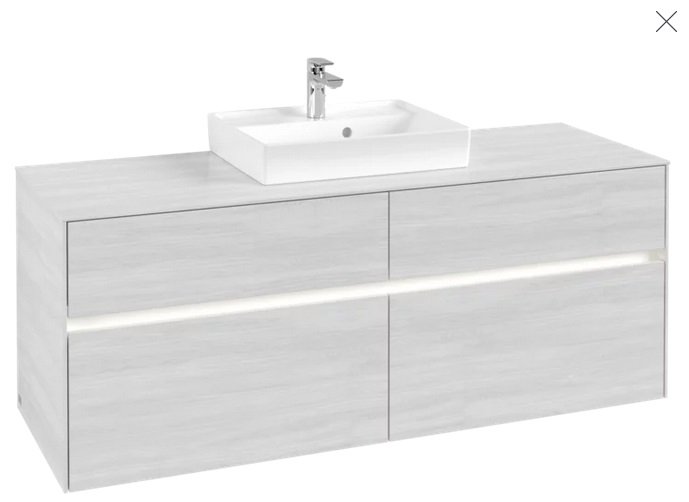 Тумба под раковину Villeroy & Boch Collaro 140х50 см с подсветкой ДСП белое дерево C073B0E8