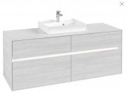 Тумба под раковину Villeroy & Boch Collaro 140х50 см с подсветкой ДСП белое дерево C073B0E8