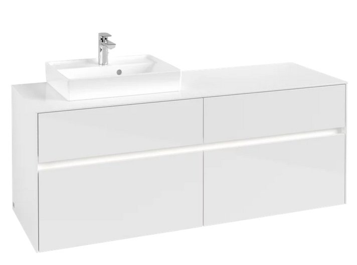 Тумба під раковину Villeroy & Boch Collaro 140х50 см із підсвічуванням МДФ глянсовий білий C074B0DH