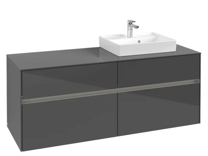 Тумба під раковину Villeroy & Boch Collaro 140х50 см із підсвічуванням МДФ глянсовий сірий C075B0FP