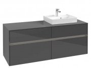 Тумба під раковину Villeroy & Boch Collaro 140х50 см із підсвічуванням МДФ глянсовий сірий C075B0FP