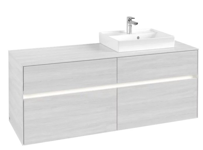 Тумба под раковину Villeroy & Boch Collaro 140х50 см с подсветкой ДСП белое дерево C075B0E8