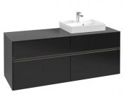 Тумба під раковину Villeroy & Boch Collaro 140х50 см із підсвічуванням МДФ чорний матовий лак C075B0PD