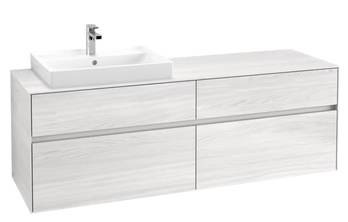 Тумба под раковину Villeroy & Boch Collaro 160х50 см с подсветкой ДСП белое дерево C022B0E8