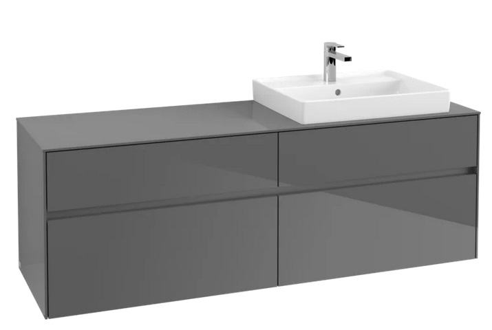 Тумба під раковину Villeroy & Boch Collaro 160х50 см із підсвічуванням МДФ глянсовий сірий C023B0FP