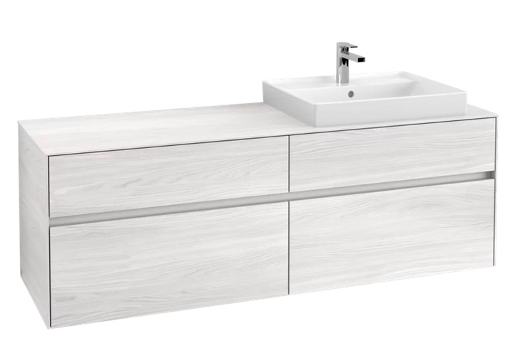 Тумба под раковину Villeroy & Boch Collaro 160х50 см с подсветкой ДСП белое дерево C023B0E8