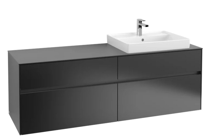 Тумба под раковину Villeroy & Boch Collaro 160х50 см с подсветкой МДФ черный матовый лак C023B0PD