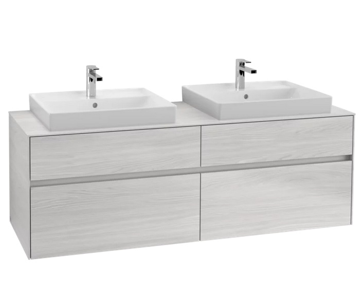 Тумба под раковину Villeroy & Boch Collaro 160х50 см с подсветкой ДСП белое дерево C024B0E8