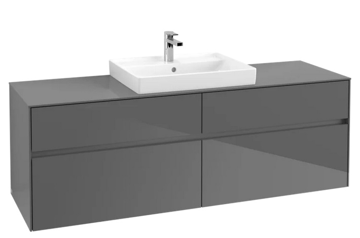 Тумба под раковину Villeroy & Boch Collaro 160х50 см с подсветкой МДФ глянцевый серый C025B0FP