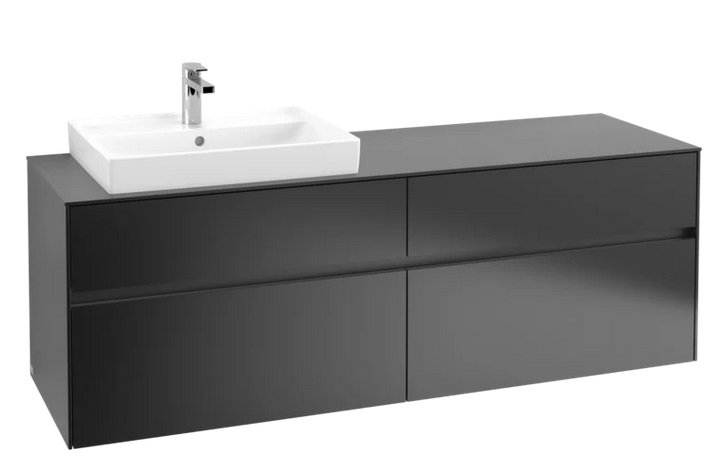 Тумба під раковину Villeroy & Boch Collaro 160х50 см із підсвічуванням МДФ чорний матовий лак C022B0PD
