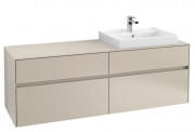 Тумба под раковину Villeroy & Boch Collaro 160х50 см с подсветкой ДСП мягкий серый C023B0VK