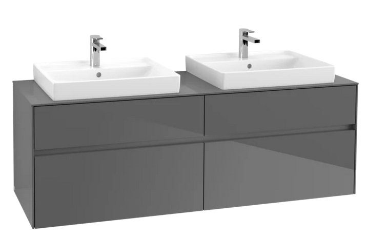 Тумба под раковину Villeroy & Boch Collaro 160х50 см с подсветкой МДФ глянцевый серый C024B0FP