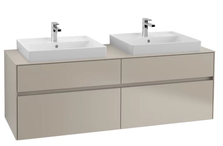 Тумба под раковину Villeroy & Boch Collaro 160х50 см с подсветкой ДСП мягкий серый C024B0VK