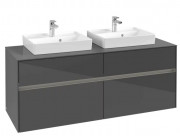 Тумба под раковину Villeroy & Boch Collaro 140х50 см с подсветкой МДФ глянцевый серый C076B0FP